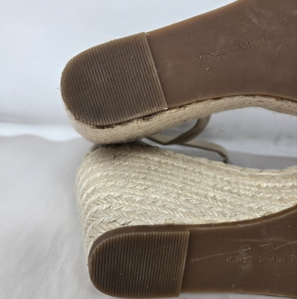 Vince Camuto Womens Wedge Espadrilles Sz 11M Tan Suede Adj. Ankle Straps - Picture 6 of 15